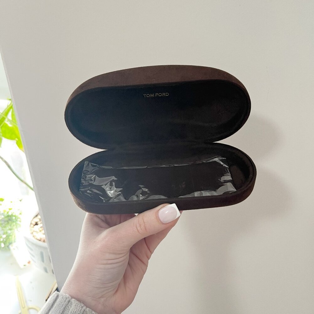 Tom Ford Brown Glasses Case with Cleaner